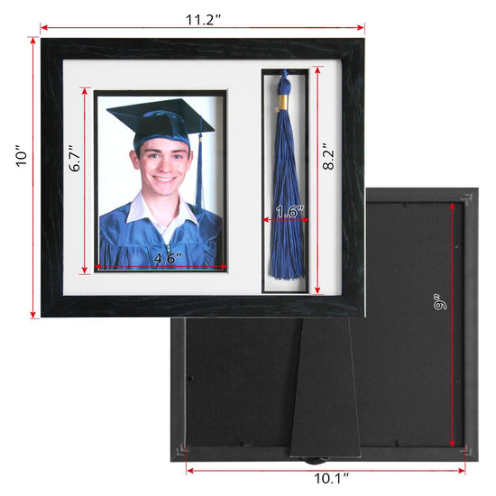 Picture Frame and Tassel Holder 11.2"x10" with Shatter-Resistant Glass by Wholesale Grad Supply