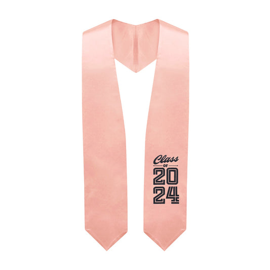 Pink Class of 2024 Graduation Stole/Sash with Classic Tips by Wholesale Grad Supply