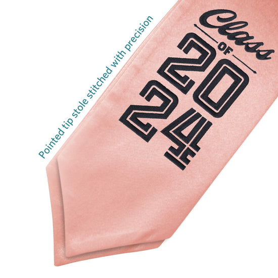 Pink Class of 2024 Graduation Stole/Sash with Classic Tips by Wholesale Grad Supply
