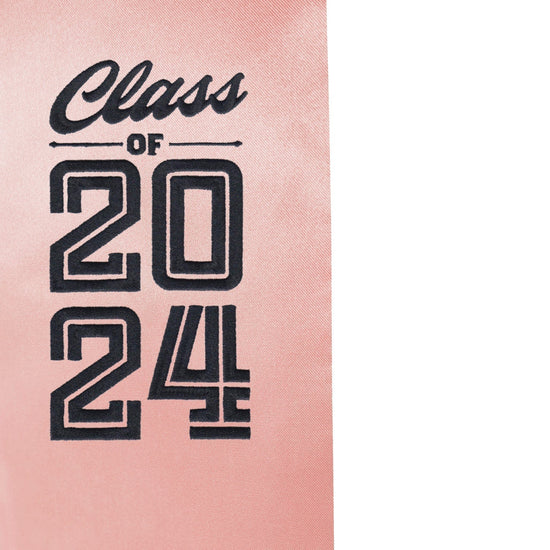 Pink Class of 2024 Graduation Stole/Sash with Classic Tips by Wholesale Grad Supply