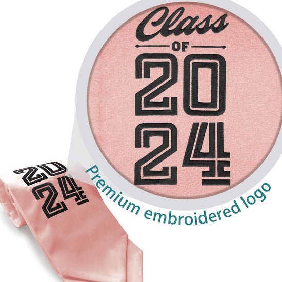 Pink Class of 2024 Graduation Stole/Sash with Classic Tips by Wholesale Grad Supply