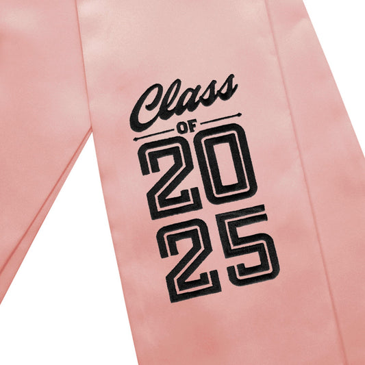Pink Class of 2025 Graduation Stole/Sash with Classic Tips by Wholesale Grad Supply