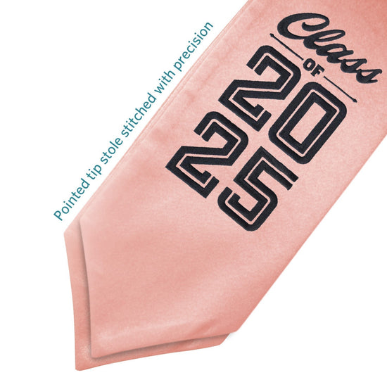 Pink Class of 2025 Graduation Stole/Sash with Classic Tips by Wholesale Grad Supply