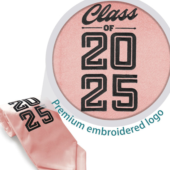 Pink Class of 2025 Graduation Stole/Sash with Classic Tips by Wholesale Grad Supply