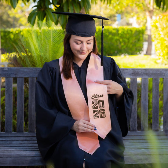 Pink Class of 2026 Graduation Stole/Sash with Classic Tips by Wholesale Grad Supply