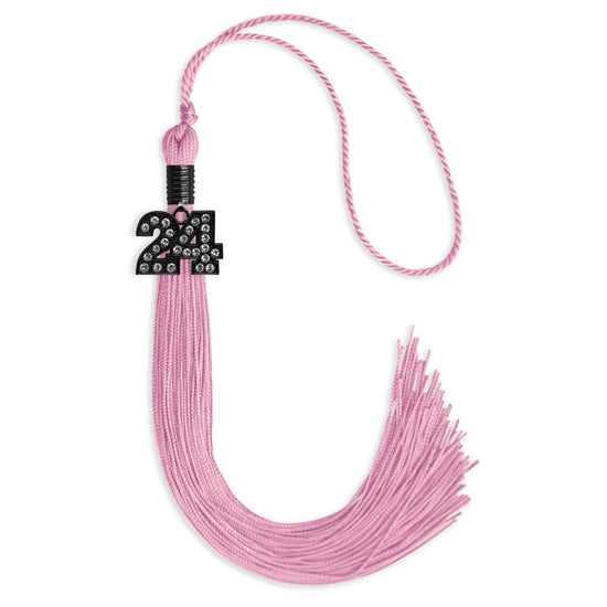 Pink Graduation Tassel with Black Bling Charm by Wholesale Grad Supply