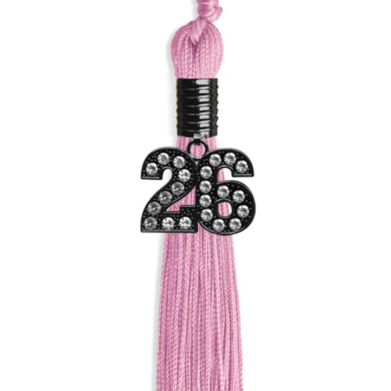 Pink Graduation Tassel with Black Bling Charm by Wholesale Grad Supply