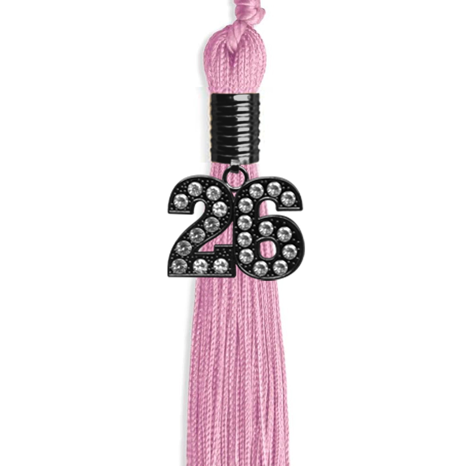 Pink Graduation Tassel with Black Bling Charm by Wholesale Grad Supply