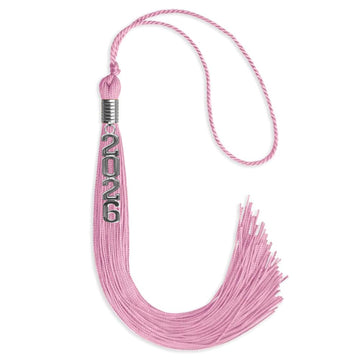 Pink Graduation Tassel with Silver Stacked Date Drop by Wholesale Grad Supply
