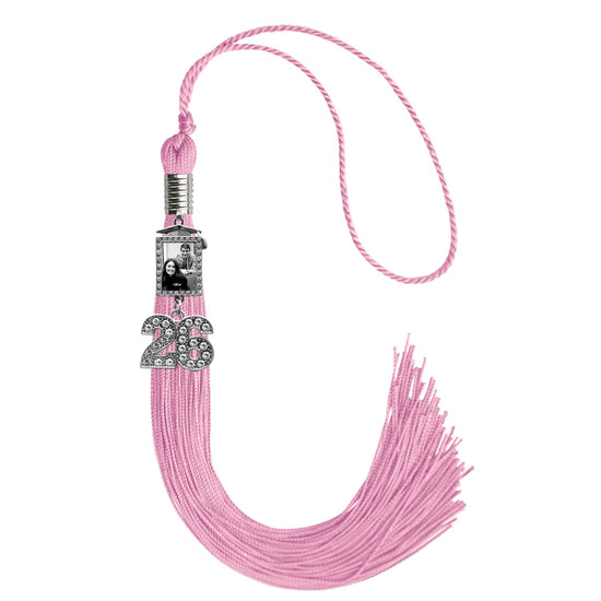 Pink Tassel with Photo Frame Charm and Bling Charm by Wholesale Grad Supply