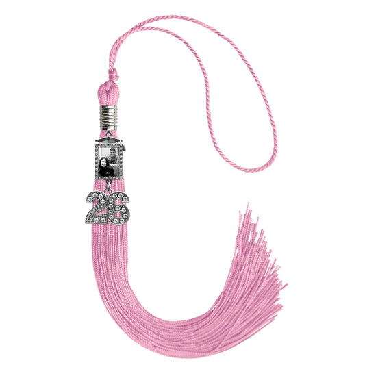 Pink Tassel with Photo Frame Charm and Bling Charm by Wholesale Grad Supply