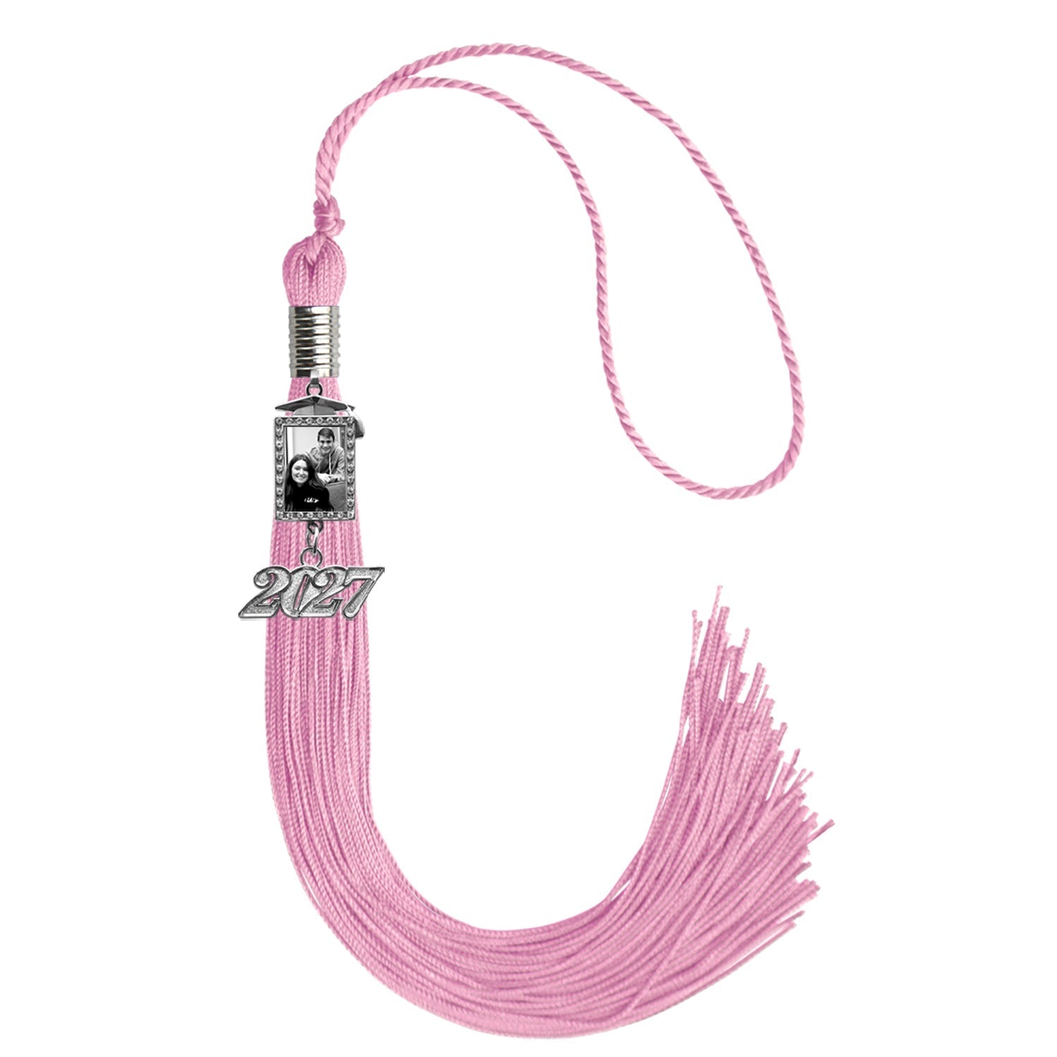 Pink Tassel with Photo Frame Charm and Year Date Drop by Wholesale Grad Supply