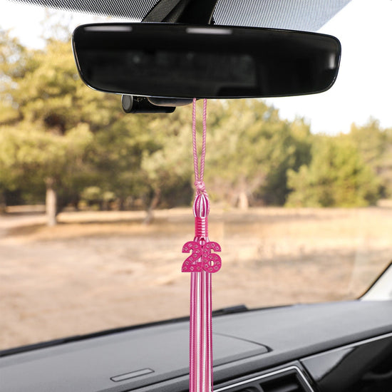 Pink/Hot Pink/White Mixed Color Graduation Tassel with Pink Date Drop by Wholesale Grad Supply