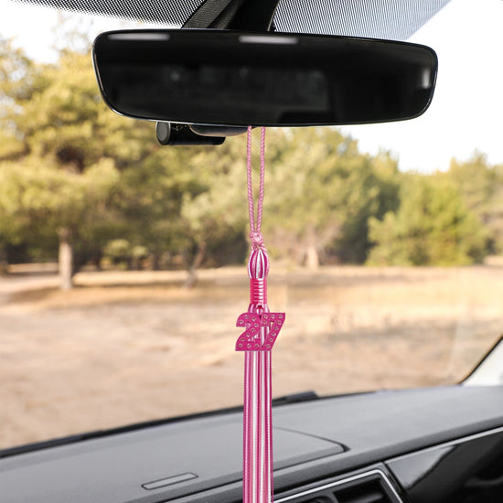 Pink/Hot Pink/White Mixed Color Graduation Tassel with Pink Date Drop by Wholesale Grad Supply