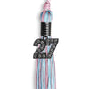 Pink/Light Blue Mixed Color Graduation Tassel with Black Bling Charm by Wholesale Grad Supply
