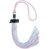 Pink/Light Blue Mixed Color Graduation Tassel with Black Bling Charm by Wholesale Grad Supply
