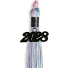 Pink/Light Blue Mixed Color Graduation Tassel with Black Bling Charm by Wholesale Grad Supply
