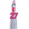 Pink/Light Blue Mixed Color Graduation Tassel with Pink Bling Charm by Wholesale Grad Supply