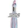 Pink/Light Blue Mixed Color Graduation Tassel with Silver Bling Charm by Wholesale Grad Supply