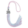 Pink/Light Blue Mixed Color Graduation Tassel with Silver Bling Charm by Wholesale Grad Supply
