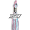 Pink/Light Blue Mixed Color Graduation Tassel with Silver Bling Charm by Wholesale Grad Supply