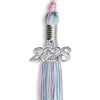 Pink/Light Blue Mixed Color Graduation Tassel with Silver Bling Charm by Wholesale Grad Supply