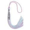 Pink/Light Blue Mixed Color Graduation Tassel with Stacked Silver Date Drop by Wholesale Grad Supply