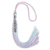 Pink/Light Blue Mixed Color Graduation Tassel with Stacked Silver Date Drop by Wholesale Grad Supply
