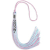 Pink/Light Blue Mixed Color Graduation Tassel with Stacked Silver Date Drop by Wholesale Grad Supply
