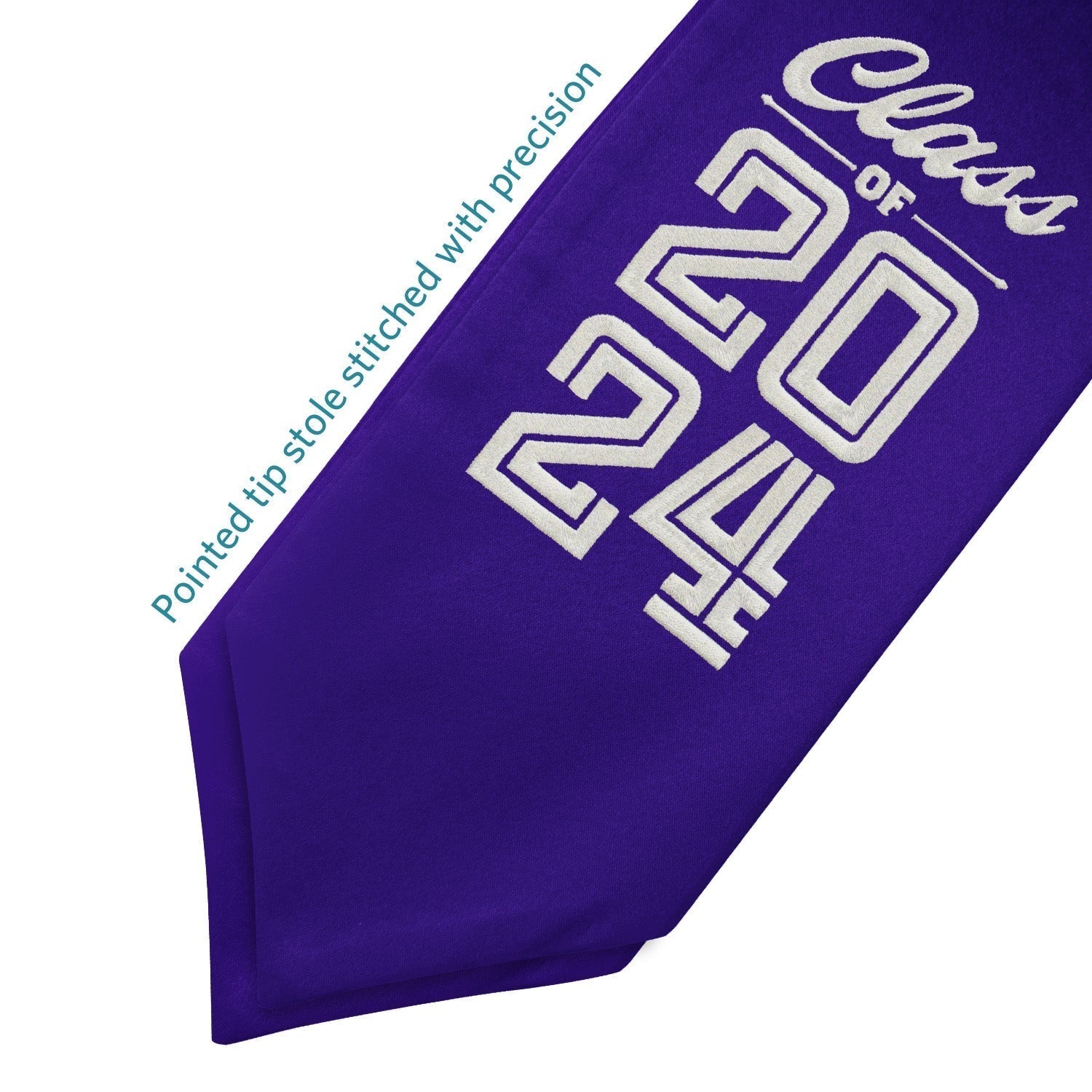 Purple Class of 2024 Graduation Stole/Sash with Classic Tips by Wholesale Grad Supply