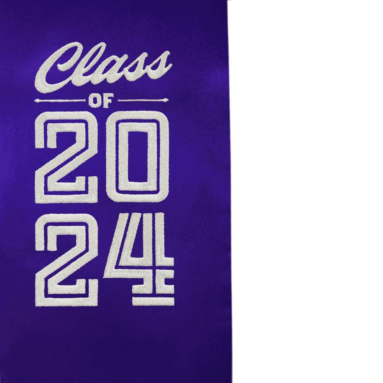 Purple Class of 2024 Graduation Stole/Sash with Classic Tips by Wholesale Grad Supply