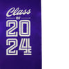 Purple Class of 2024 Graduation Stole/Sash with Classic Tips by Wholesale Grad Supply
