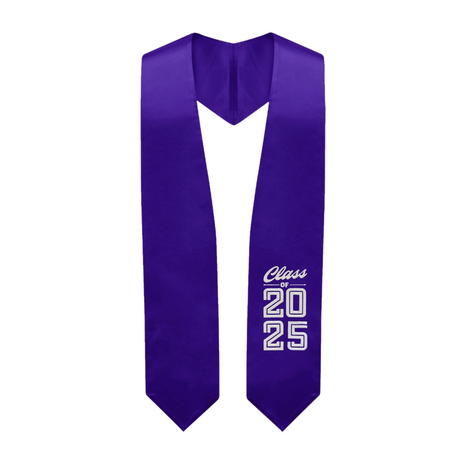 Purple Class of 2025 Graduation Stole/Sash with Classic Tips by Wholesale Grad Supply