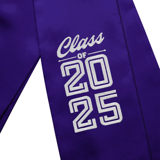 Purple Class of 2025 Graduation Stole/Sash with Classic Tips by Wholesale Grad Supply