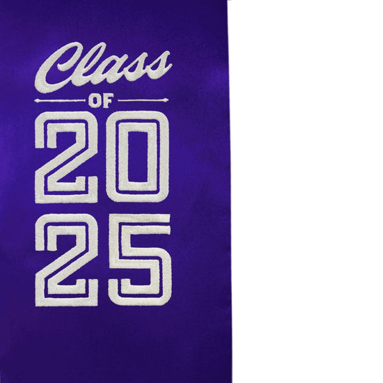 Purple Class of 2025 Graduation Stole/Sash with Classic Tips by Wholesale Grad Supply