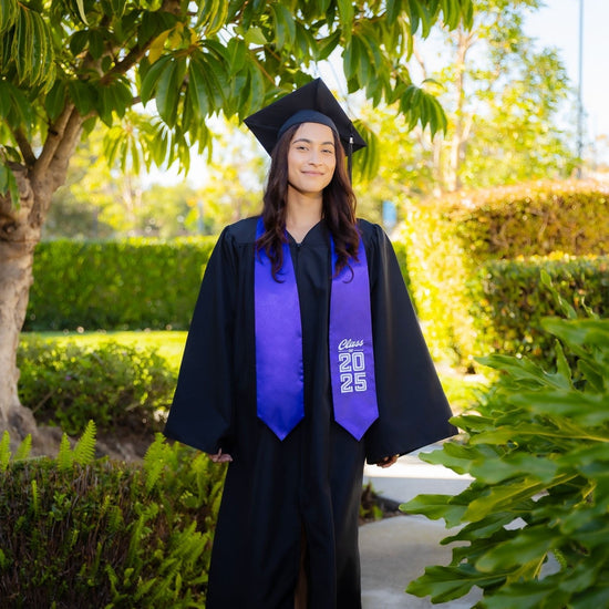 Purple Class of 2025 Graduation Stole/Sash with Classic Tips by Wholesale Grad Supply