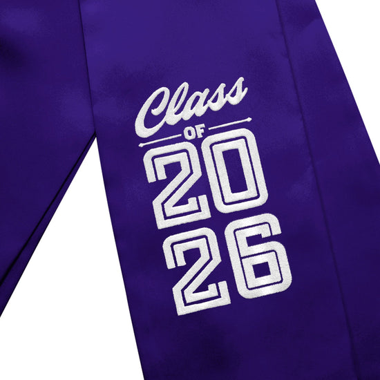 Purple Class of 2026 Graduation Stole/Sash with Classic Tips by Wholesale Grad Supply
