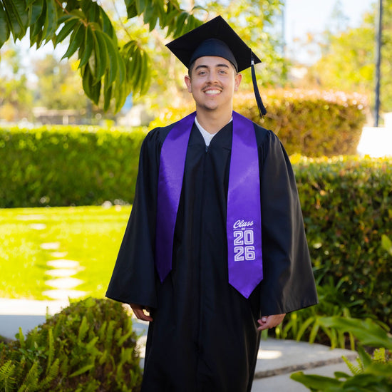 Purple Class of 2026 Graduation Stole/Sash with Classic Tips by Wholesale Grad Supply