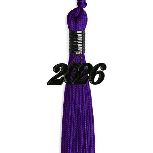 Purple Graduation Tassel with Black Bling Charm by Wholesale Grad Supply