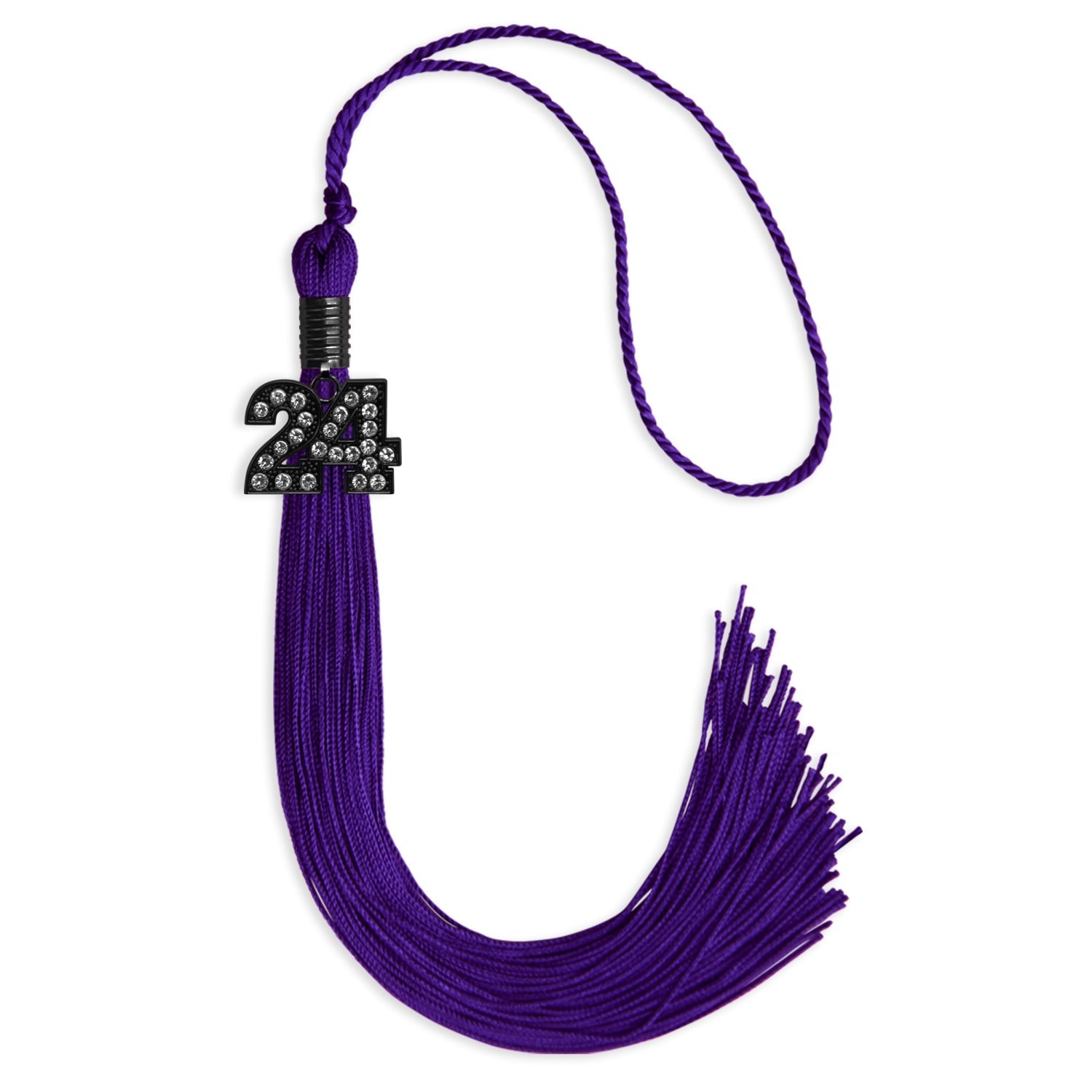 Purple Graduation Tassel with Black Bling Charm by Wholesale Grad Supply
