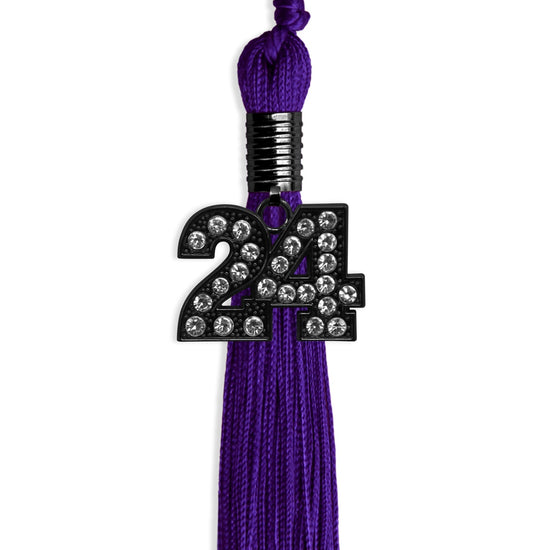 Purple Graduation Tassel with Black Bling Charm by Wholesale Grad Supply