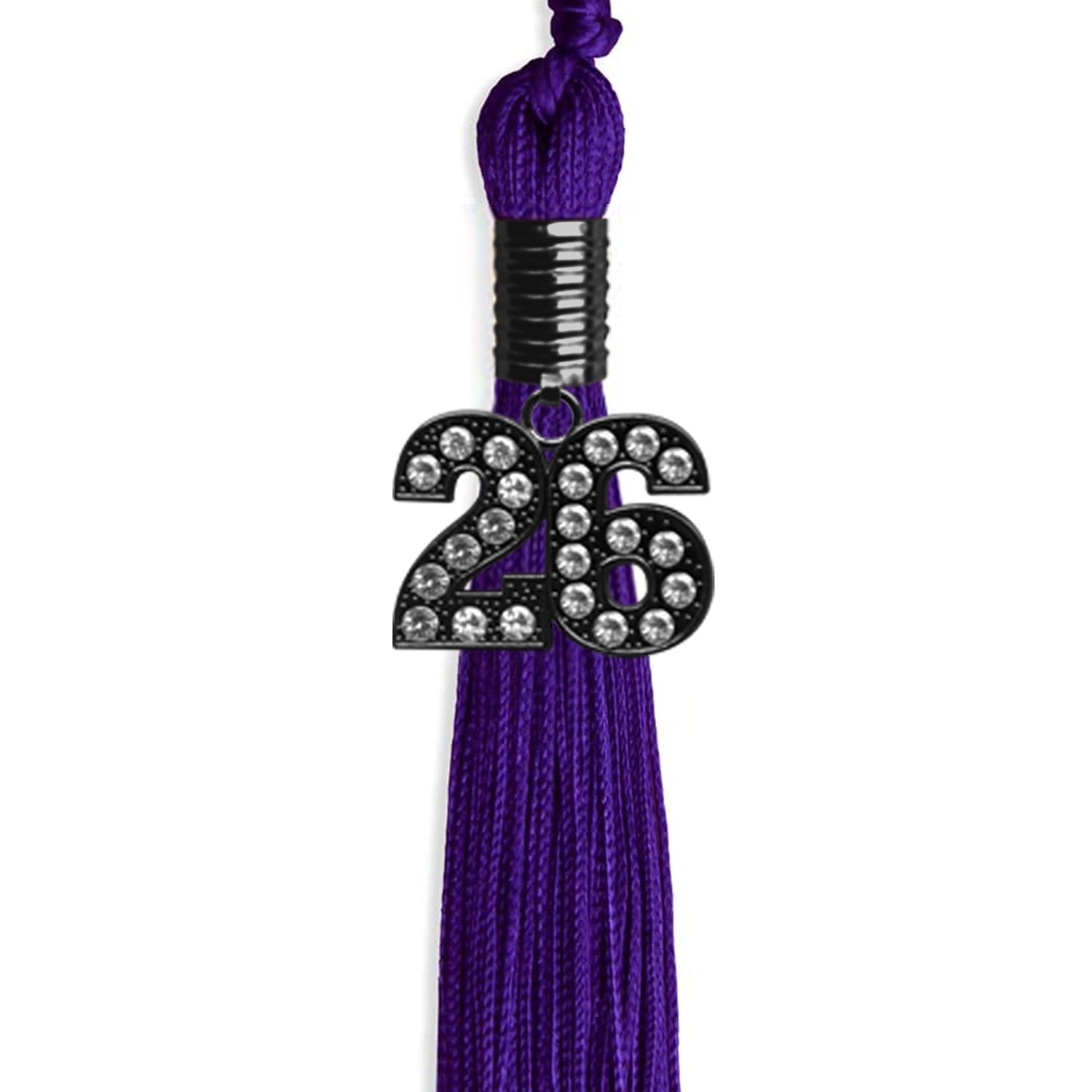 Purple Graduation Tassel with Black Bling Charm by Wholesale Grad Supply