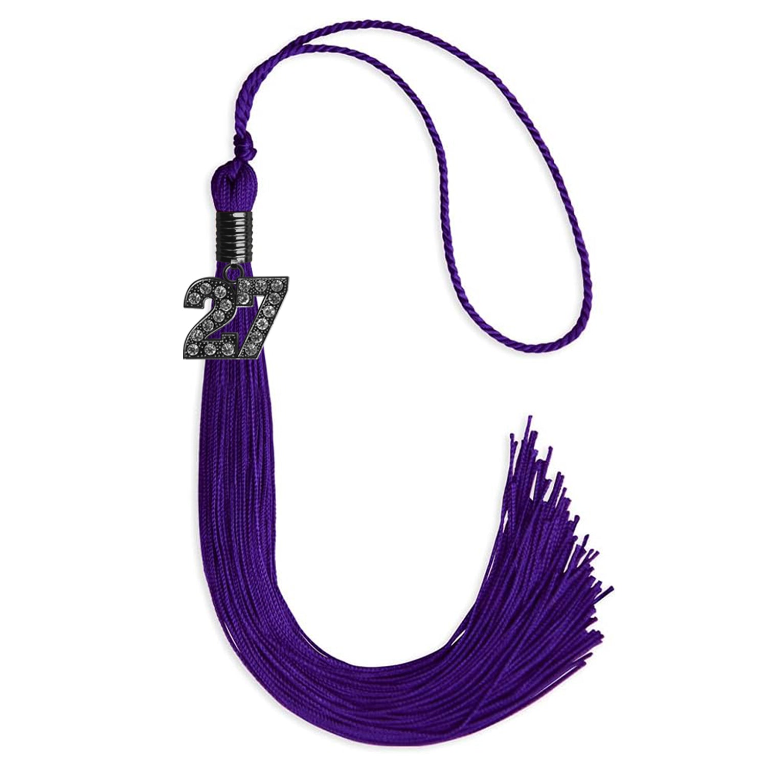 Purple Graduation Tassel with Black Bling Charm by Wholesale Grad Supply