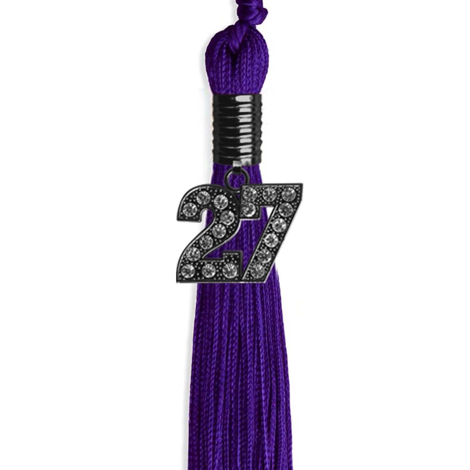 Purple Graduation Tassel with Black Bling Charm by Wholesale Grad Supply