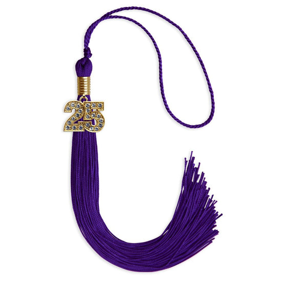 Purple Graduation Tassel with Gold Bling Charm by Wholesale Grad Supply