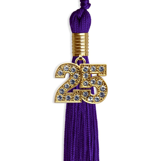 Purple Graduation Tassel with Gold Bling Charm by Wholesale Grad Supply