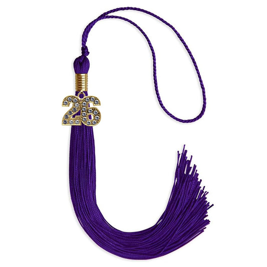 Purple Graduation Tassel with Gold Bling Charm by Wholesale Grad Supply
