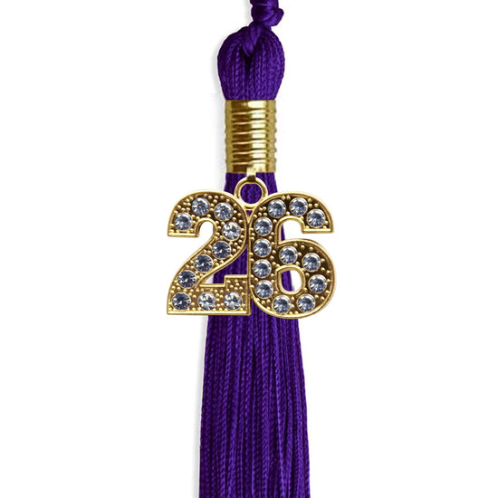 Purple Graduation Tassel with Gold Bling Charm by Wholesale Grad Supply