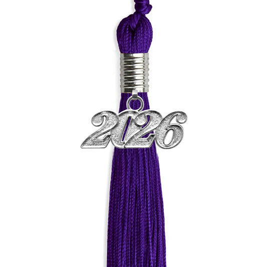 Purple Graduation Tassel with Silver Bling Charm by Wholesale Grad Supply