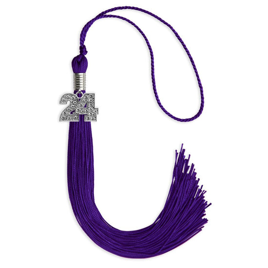 Purple Graduation Tassel with Silver Bling Charm by Wholesale Grad Supply